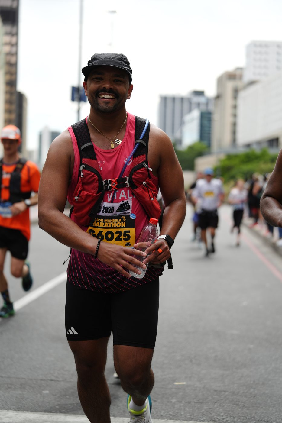 Shaun Cedric Thomas running the Nelson Mandela Marathon in Cape Town, 2026