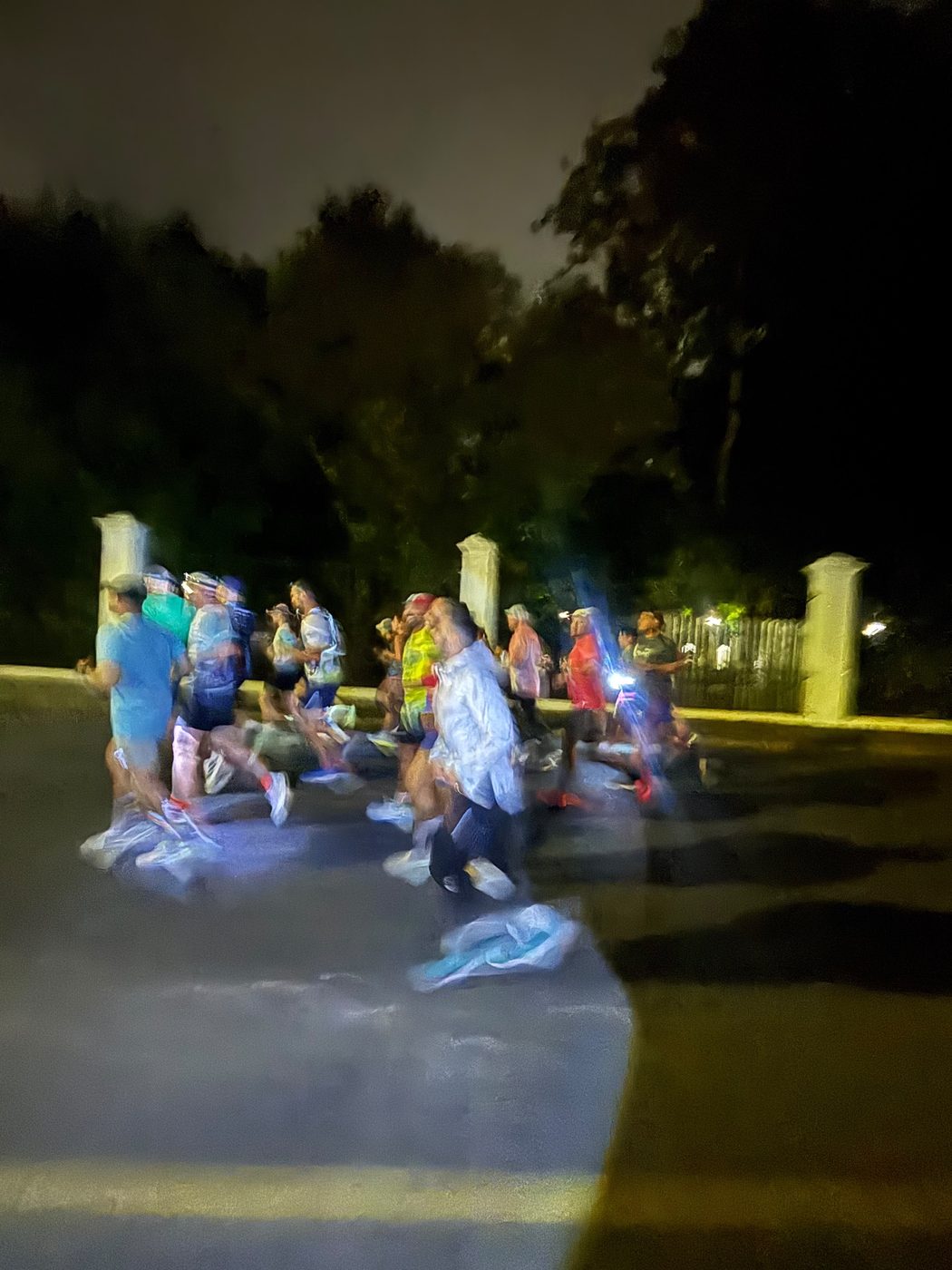 Shaun Cedric Thomas and his running group setting off on a night run